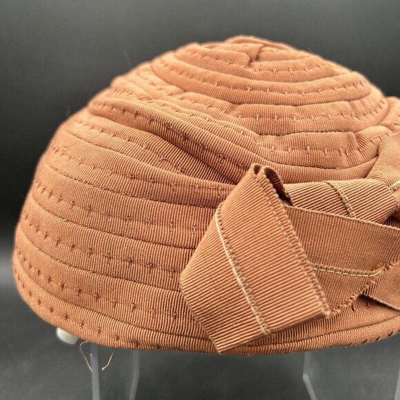 Vintage Brighton of California Hat Sz 22 Brown with Bow 1930-1940 - Picture 3 of 8